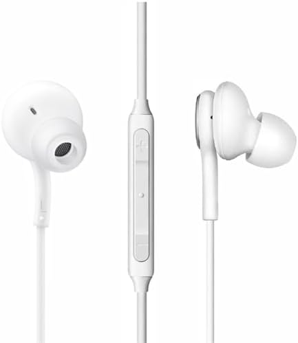 2025 High-Performance In-Ear Stereo Earbuds for Samsung Galaxy – Comfortable 3.5 mm Jack Headphones with Integrated Microphone and Volume Controls – Sleek White Design for All-Day Audio Enjoyment – Perfect for Music Lovers and Professionals