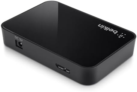 Belkin 4-Port USB 3.0 Hub – Super Speed Powered Adapter for Seamless Data Transfer & Fast Charging – Ideal Companion for Laptops, Printers, i Phone Chargers & Storage Devices – Compact Black Design for Enhanced Portability and Performance