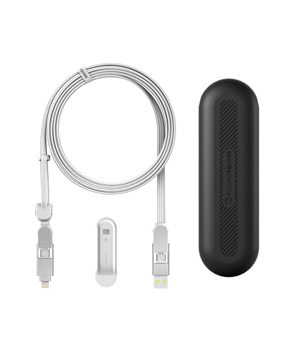 In Charge XL 200 cm 6-in-1 Universal Charger Cable – 100 W Fast Charging USB C & Lightning Adapter for Smartphones, Tablets & More, Durable Yellow Design for Maximum Flexibility and Compatibility