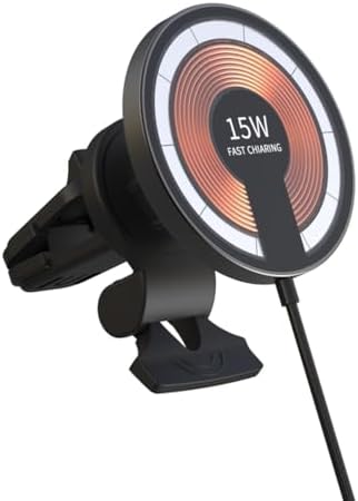 Magnetic Wireless Car Charger Mount for i Phone 12-15 Pro Max – 15 W Fast Charge, Sturdy Hold and Hands-Free Convenience for Vehicles – Innovative Cable-Free Charging Solution for Seamless Navigation and Power Management