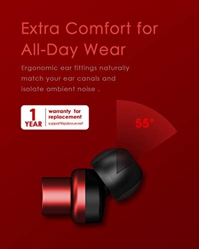 PALOVUE Lightning Earphones – Premium Magnetic In-Ear Earbuds with Built-In Mic & Controller for i Phone Models 13/12/11 Pro Max/X/XS Max/XR/8/7 – Stylish Earflow Plus Metallic Red Design for Superior Comfort and Sound Quality
