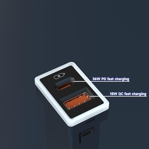 Compact Car Charger for Toyota with PD QC3.0 Fast Charge and LED Light Show – Stylish Ice Blue Type C USB Socket for Rapid Device Charging and Enhanced Compatibility