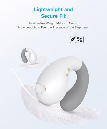 Innovative Open-Ear Bluetooth Earbuds with Bone Conduction Technology – Ergonomically Designed Clip-On Wireless Headphones for Small Ears, Waterproof and Lightweight in Chic Velvet White, Ideal for Active Lifestyles and Seamless Device Connectivity