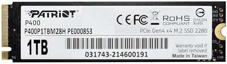 Patriot Memory P400 Lite 500 GB M.2 PCIe Gen 4 SSD – Ultimate High-Speed NVMe Storage for Gaming and Content Creation – Reliable Performance with Enhanced Thermal Management and 3-Year Warranty – Upgrade Your System Now!