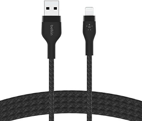 Belkin Boost Charge Pro Flex 10 FT Braided USB Type A to Lightning Cable – MFi Certified Fast Charger for i Phone 14/13/12/11/Pro/Max/Mini/SE & i Pad – Durable Pink Design for Enhanced Compatibility & Speed
