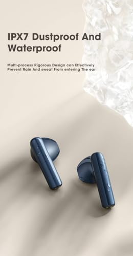 Advanced Bluetooth 5.1 Waterproof Earbuds with Built-in Microphone – IPX7 Rated In-Ear Headphones for Active Lifestyles, Enhanced Sound Quality, and Seamless Connectivity – USB-C Charging Case with LCD Display – Ideal for Android & i OS Users (Blue) – Experience Unmatched Comfort and Durability