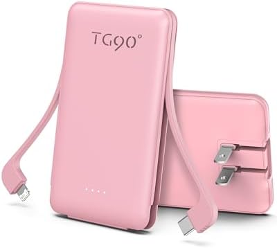 Ultra-Compact TG90° Portable Charger: 5000 m Ah Power Bank with Integrated AC Wall Plug and Triple Output for i Phone and Android Devices – Fast Charging Made Effortless and Convenient