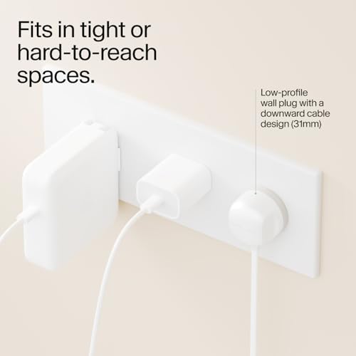 Twelve South Power Cord 30 W USB-C Fast Charger with 4 ft Tangle-Free Cable and Compact Wall Adapter – Universal Compatibility for i Phone, i Pad, Samsung, Mac Book Air & More – Sleek Slate Design for Home & Travel Efficiency