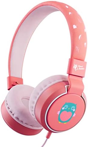 Planet Buddies Eco-Friendly Pink Owl Headphones for Kids – Safe Wired Earphones with 85 d B Volume Limiter, Compact Foldable Design for School & Travel, Hands-Free Microphone for Engaging Learning, Ultra-Lightweight Comfort for Young Ears