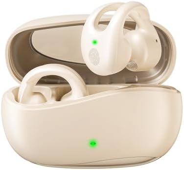 Skin Tone Wireless Bluetooth Bone Conduction Earbuds – Ergonomic Open Ear Design for Small Ear Canals, Ultra-Lightweight Clip-On Comfort, Ambient Sound Awareness for Active Lifestyles, Effortless Bluetooth Connectivity, Chic Audio Experience