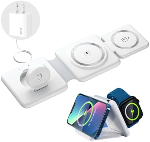 Revolutionize Your Charging Routine with the 15 W Portable 3-in-1 Foldable Magnetic Wireless Charging Station for i Phone, Air Pods, and i Watch – Ultimate Fast Charger in Sleek Black for Modern Lifestyles