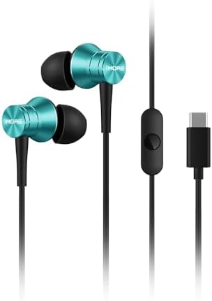 Dual Pack 1 MORE USB-C Earbuds – Premium Noise-Isolating In-Ear Headphones for i Phone 15 & Pixel 10 – High-Fidelity Sound with Built-In Mic, Lightweight Aluminum Design, and Tangle-Free Kevlar Cable – Perfect for Sports, Commuting, and Everyday Use with Extra Comfort Tips for a Custom Fit