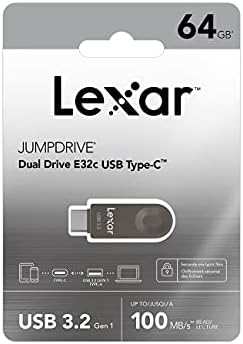 Lexar E32 C 128 GB USB Flash Drive – Versatile Type-C & USB-A Dual Drive for Lightning-Fast Data Transfer, 100 MB/s Read Speed, Swivel Design Thumb Drive for Android Smartphones, Laptops, and PCs – Ultimate Portable Storage Solution