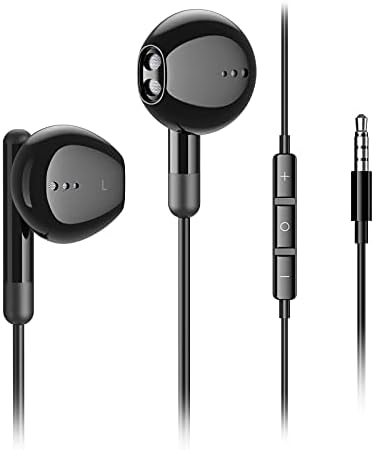 Premium Wired Earbuds with Built-In Microphone – Hi-Fi Stereo In-Ear Headphones for Powerful Bass & Crystal Clear Sound, Compatible with i Phone, i Pad, Android & More – Ergonomic Design for Ultimate Comfort & Durability