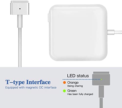 High-Performance 45 W T-Tip AC Power Adapter for Mac Book Air – Enhanced Safety, Compatibility & Speed for 11-inch and 13-inch Models – Magnetic DC Connector, Overload Protection & Warranty Included
