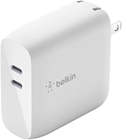 Belkin 68 W Dual Port USB-C Charger Block – Ga N Fast Charger for i Phone 16, Samsung Galaxy S25, Mac Book Pro & More – Superior Power Delivery, Compact Design & Enhanced Safety Features for On-the-Go Charging Efficiency