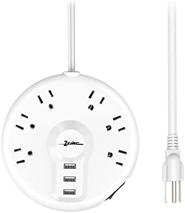 Ultimate Surge Protector Power Strip: 6 Outlets & 3 Fast USB Ports with 6.5 FT Extension Cord – Compact Circle Socket for Home, Office & Travel – Overload Protection & Space-Saving Flat Plug Design – Efficient Charging Solution for All Your Devices