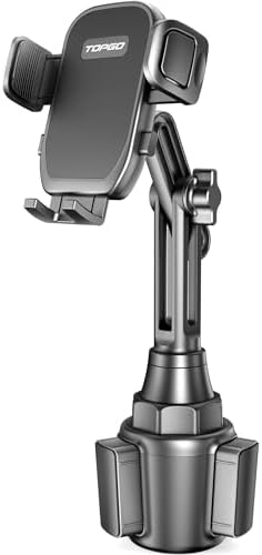 Elevate Your Driving Safety with the TOPGO Height-Adjustable Cup Phone Mount – Non-Shaking Smartphone Holder for i Phone 16 & All 4.0-7.0 Inch Devices in Sleek Black – Optimal Viewing, Easy Installation, Perfect for Any Vehicle