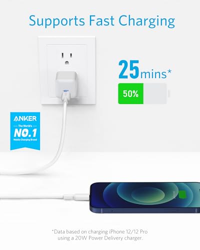 Anker 6 ft USB C to Lightning Cable – MFi Certified Fast Charging Cable for i Phone 13 Pro, 12 Pro Max & Air Pods Pro – Durable Design with Power Delivery Support – Tangle-Free Connectivity for Effortless Use