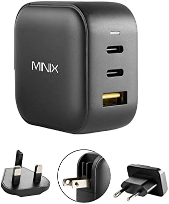 MINIX 66 W Turbo Ga N Wall Charger – 3-Port USB-C & USB-A Fast Charging Adapter for Universal Device Compatibility – Compact & Travel-Friendly Power Solution for Mac Book Pro, i Pad Pro, i Phone 15/13/12 mini/11, Galaxy S9/S8 & More – Enhanced Efficiency & Rapid Charging Performance