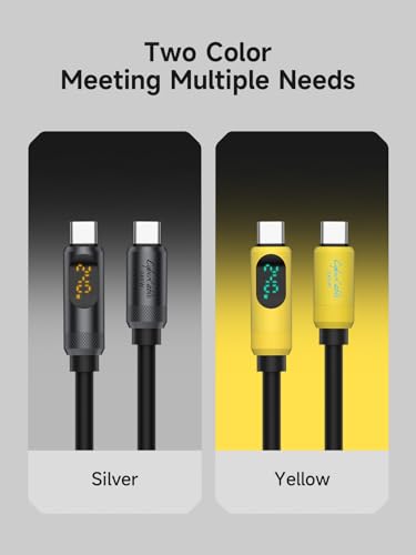 Hagibis 240 W USB C Fast Charging Cable with LED Display – 6.6 Feet Durable Silicone for i Phone 16/15 Pro Max, i Pad, Mac Book Pro – Ultra-Fast 480 Mbps Data Transfer, Flexible Tangle-Free Design for Maximum Performance and Connectivity