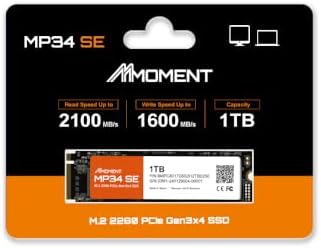 MMOMENT MT34 1 TB PCIe Gen3 NVMe M.2 2280 SSD – Supercharge Your Laptop and Desktop Performance with Blazing Fast 2000 MB/s Read Speeds for Gaming, Video Editing, and Efficient Data Management | Upgrade Your Storage Experience with Enhanced Compatibility and Reliability
