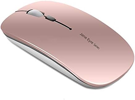 Uciefy Q5 Slim Rose Gold Wireless Mouse – Portable Optical Rechargeable Design with Silent Click, USB Receiver & Type C Adapter for Effortless PC, Laptop & Desktop Compatibility – Elevate Your Workspace with Style & Precision