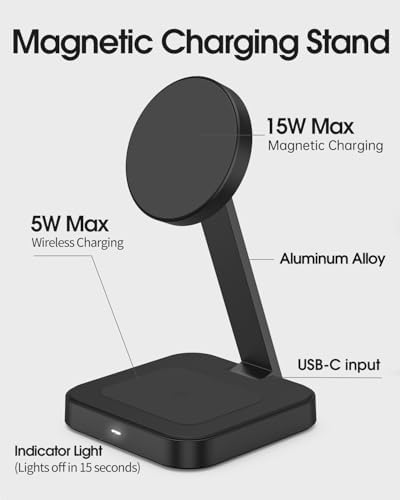 Versatile Magnetic Charging Station for i Phone 12-16 Series & Air Pods – Foldable Wireless Charger with Mag-Safe Technology, Compact Design for Multiple Devices, Integrated Phone Holder for Hands-Free Use, Perfect for Home & Travel