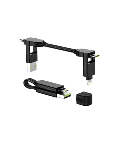 Ultimate 6-in-1 USB C and Lightning Charging Cable – Rolling Square in Charge X, 100 W Fast Charger for Smartphones, Tablets, and Laptops, Compact Universal Cable for Enhanced Performance and Travel Convenience, Durable Black Design