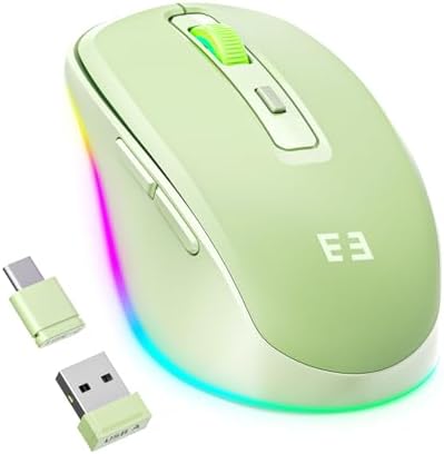 Illuminate Your Workspace with the seenda Light-Up Wireless Mouse Featuring Built-In Jiggler – USB-C & USB Receiver for Mac Book, i Pad, and Windows Devices – Ergonomic Design for Enhanced Comfort and Productivity