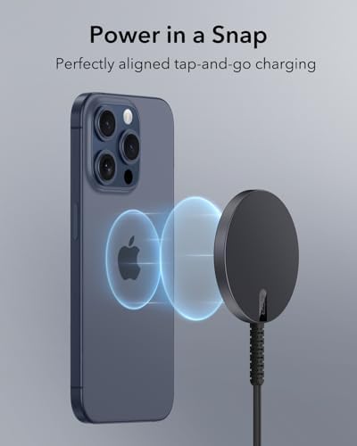 ESR Mag Safe 15 W Wireless Charger – Dual USB-C Charging Pad for i Phone 16 Pro Max, 16 Pro, 16, 16 Plus, 15, 14, 13, 12, and Galaxy S25 – Sleek Desert Titanium Finish – Effortless Magnetic Alignment for Air Pods Pro/3/4 – High-Speed Charging & Enhanced Device Compatibility