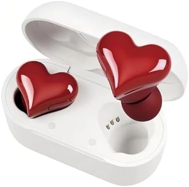 Yoidesu Heart-Shaped Bluetooth Earbuds – Chic Red Design with Superior Noise Cancelling and Hi-Fi Stereo Sound, Ideal Gift for Music Lovers and Trendsetters, Portable Charging Case for Effortless Audio Enjoyment on the Go