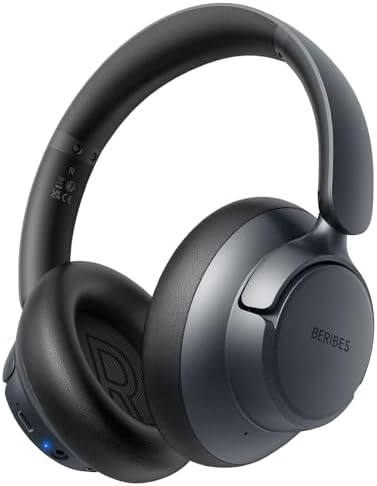 Unleash Your Audio Potential with BERIBES Premium Hybrid Active Noise Cancelling Headphones – Wireless Freedom, 70-Hour Playtime, Deep Bass Enrichment, Ergonomic Comfort, Fast Charging, and Versatile 3.5 mm Cable in Vibrant Blue for All-Day Enjoyment