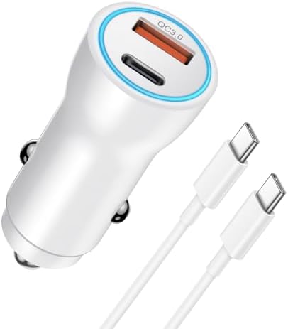 Apple MFi Certified 43 W Rapid Car Charger with 3.3 FT USB-C Cable for i Phone 16/15 Pro Max Plus – Dual Port PD & QC 3.0 Enabled for Lightning-Fast On-the-Go Charging Solutions