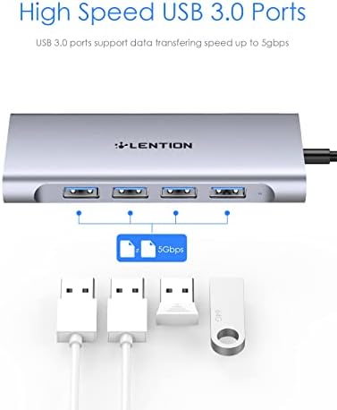 LENTION USB-C Multi-Port Hub – 4 K HDMI Output, 100 W Power Delivery, and 4 USB 3.0 Ports for Ultra-Fast Data Transfer | Perfect for 2024-2016 Mac Book Pro, New Mac Air, Surface, Chromebook, i Phone 15 & More | Space Gray Adapter for Enhanced Connectivity and Productivity