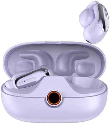 Vibrant Purple Open Ear Wireless Sport Earbuds – Bluetooth 5.4 Clip-On Headphones with IPX5 Water Resistance for Enhanced Safety and Comfort in Running & Cycling – Ultimate Audio Experience for Active Lifestyles