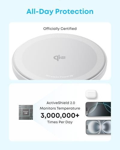 Anker Zolo Qi2 Certified Magnetic Wireless Charger – Fast 15 W Mag Safe-Compatible Charging Pad for i Phone 16/15/14/13 Series & Air Pods – Sleek Black Design for Home & On-the-Go Power Solutions – Ultimate Wireless Convenience with Enhanced Safety Features