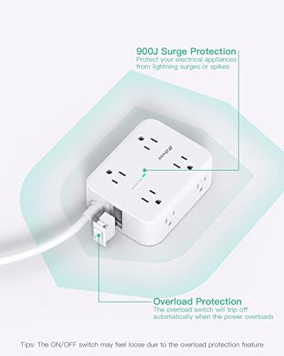MIFASOPOWER Surge Protector Power Strip – 8 Wide Outlet Charging Station with 4 USB Ports (Including USB-C) and 5 FT Heavy-Duty Extension Cord – Space-Saving Flat Plug Design for Home, Dorm, or Office – Overload Protection & Wall-Mountable Convenience