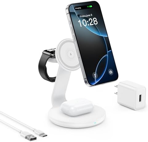 Ultimate 3-in-1 Fast Wireless Charging Station for i Phone 16, 15, 14, 13, 12 – Sleek Design with Enhanced Compatibility for Apple Watch and Air Pods Elevate your charging experience with this state-of-the-art 3-in-1 wireless charger, expertly designed to provide fast, efficient power for your i Phone models 16, 15, 14, 13, and 12. This innovative charging station not only supports your i Phone but also seamlessly accommodates your Apple Watch and Air Pods, ensuring all your essential devices are charged simultaneously without the clutter of cords. The sleek, modern design enhances your workspace while the smart charging technology prevents overheating, delivering optimal power for your devices. An anti-slip surface guarantees your gadgets remain securely in place, while an LED indicator keeps you informed of charging status at a glance. Built with durability in mind, this charging station is perfect for tech-savvy individuals looking to streamline their daily routine. Experience the perfect blend of functionality and style, and keep your devices organized and ready for action with this must-have accessory.