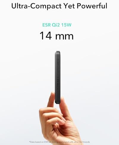 Ultra-Compact ESR Mag Safe Power Bank – 5,000 m Ah Fast Charging Battery Pack with Qi2 Certification – Slim 0.55 in Design for i Phone 16/15/14/13/12 – 15 W Wireless & 20 W USB-C Charger with Cable – Essential Travel Accessory for On-the-Go Power