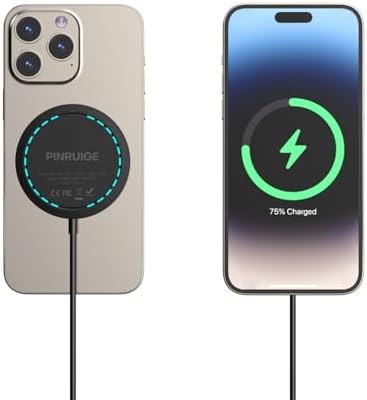 High-Speed Magnetic Wireless Charger for i Phone – 15 W Max Mag Safe Charging Pad, Compatible with i Phone 16/16 Pro/Pro Max/15/14/13/12/11 – Includes USB-A Wall Adapter for Seamless Power Delivery – Stylish Black Design for Modern Aesthetics