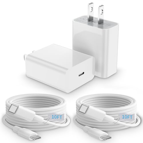 20 W Dual USB-C Fast Charging Power Pack with 10 ft Cable – Superior Charging Solution for i Phone 16, Galaxy S25, i Pads & Air Pods – Ultimate Portability and Versatile Compatibility for All Your Modern Devices