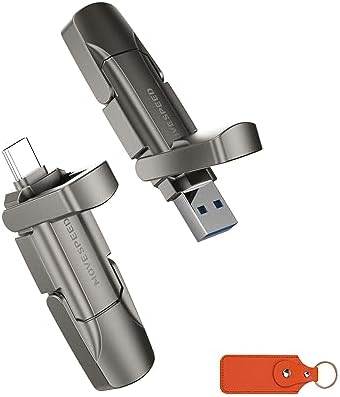 MOVE SPEED 128 GB High-Speed USB Drive – 1000 MB/s Read/Write Dual Interface SSD for i Phone 15, Mac Book & Android – Stylish Leather Case Included for Ultimate Portability and Protection