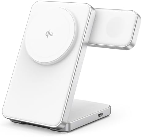 Experience Unmatched Versatility with the QI2 Certified 15 W Aluminum Liquid Silicone 3-in-1 Wireless Charger – Foldable Design for i Phone 16 Pro Max, i Phone 15, Apple Watch Ultra 2, and Air Pods Pro – Fast Charging, Mag Safe Compatible, Portable Charging Stand in Elegant Black – Ultimate Charging Solution for Home and Travel