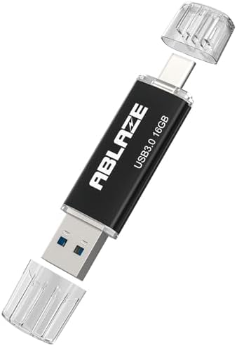 ABLAZE 16 GB Type C Flash Drive 10 Pack – Dual USB 2.0 & USB C Memory Stick for i Phone 16/15, Android Devices, PCs & Macs – Ultimate Data Storage Solution with Enhanced Compatibility & Portability