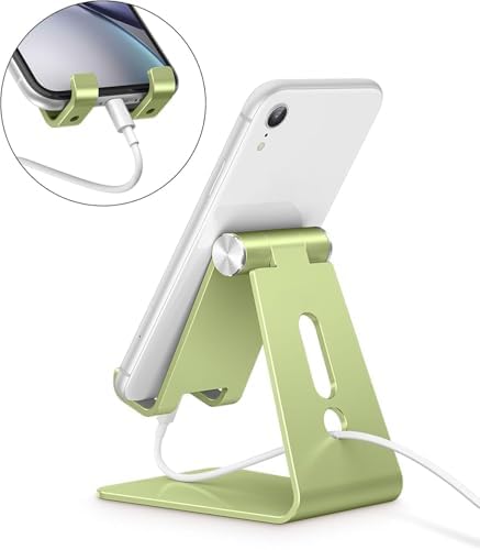 OMOTON Adjustable Cell Phone Stand, C2 Aluminum Desktop Phone Holder Dock Compatible with iPhone 15 14 13 Xs XR 8 Plus 7 6, Samsung Galaxy, Google Pixel, Android Phones – Enhanced Compatibility and Speed