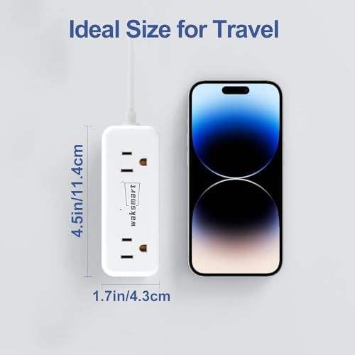 Sleek Flat Plug Power Strip with 5 Ft Extension Cord – 4 AC Outlets & 3 Fast-Charging USB Ports (5 V/3.4 A) – Compact Travel-Friendly Power Solution for College Dorms, Home Offices, and On-the-Go Charging – Maximize Space and Connectivity