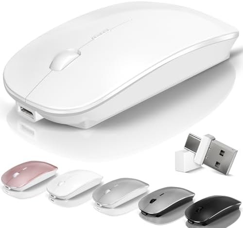 Sleek Rose Gold Wireless Bluetooth Mouse for Laptop – Ergonomic Rechargeable Dual-Mode Design with Silent Operation for Mac, PC, and i Pad – Effortless Bluetooth 5.2/3.0 & 2.4 GHz Connectivity for Enhanced Productivity and Comfort