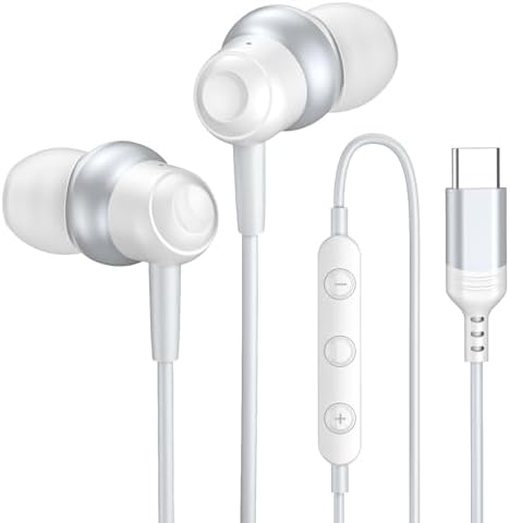 Discover Unmatched Sound with USB C Wired Earbuds – Premium Noise Cancelling Earphones for Samsung S24, S23 Ultra, and i Phone 16 Pro Max – Enhanced Microphone, Convenient Volume Control, and Magnetic Design for Ultimate Portability and Crystal-Clear Audio Quality Across All Devices