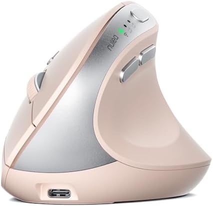Revolutionize Your Workspace with the Nulea MD280 Ergonomic Vertical Wireless Mouse – Dual Mode Bluetooth & 2.4 G Connectivity, Precision with 4 Adjustable DPI Settings (800/1200/1600/2400), Rechargeable & Silent Clicks for Ultimate Focus – 6 Customizable Buttons Enhance Productivity for Laptop & Desktop Users in Stylish Grey.